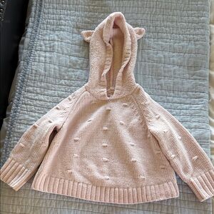 GIRLS 4T-5T Cat & Jack - Cozy Pink Hooded Bear Pullover Sweater with Ear Details